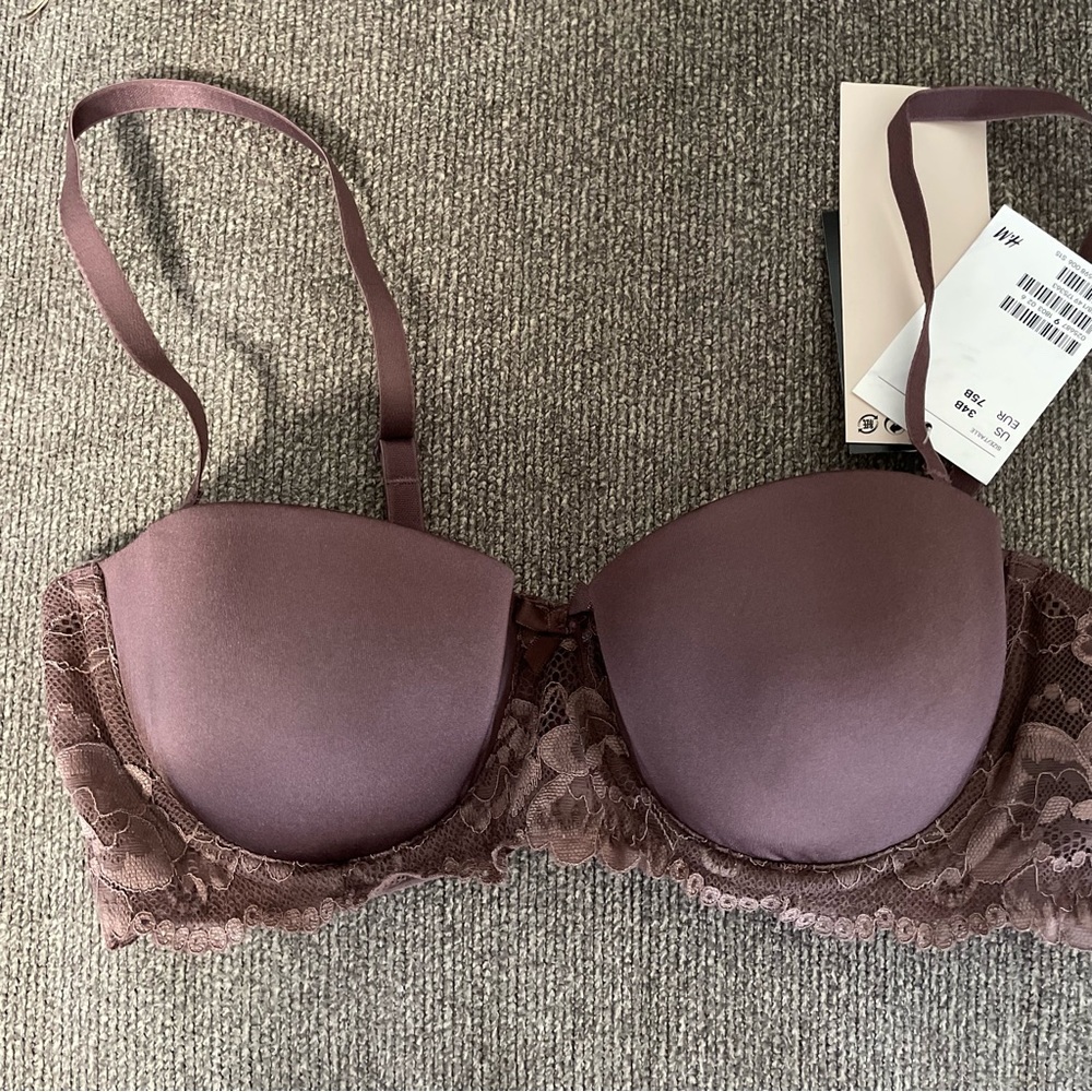 H&M Strapless Convertible Lightly Padded Balconette Bra NWT